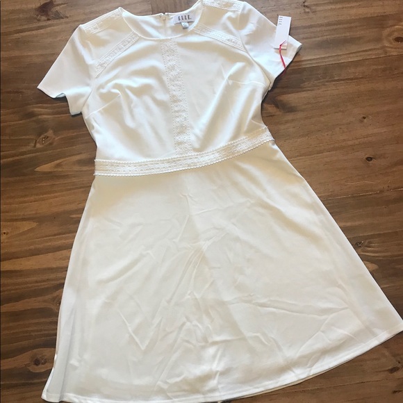 NWT: Cream ELLE laced trim fit and flare dress - Picture 3 of 8